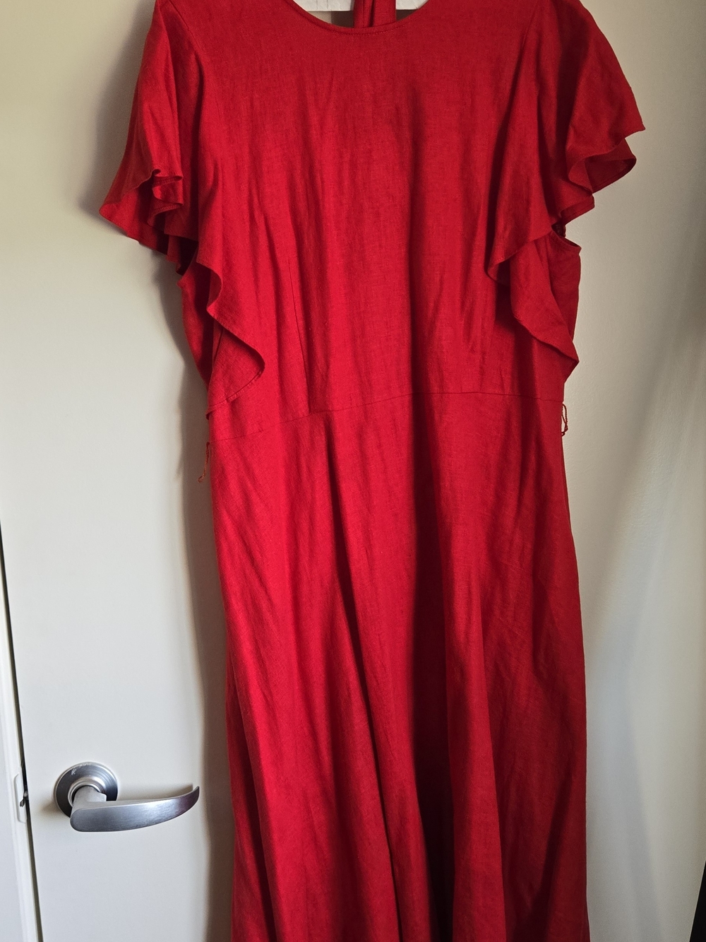 Who What Wear Red Ruffle Sleeve Maxi Dress